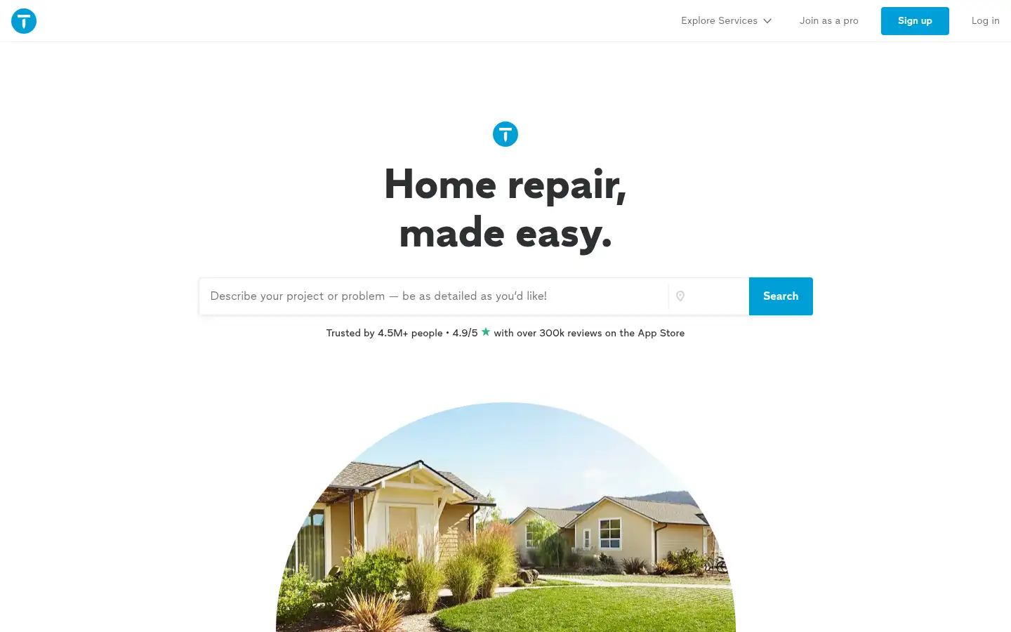 Screenshot of thumbtack.com