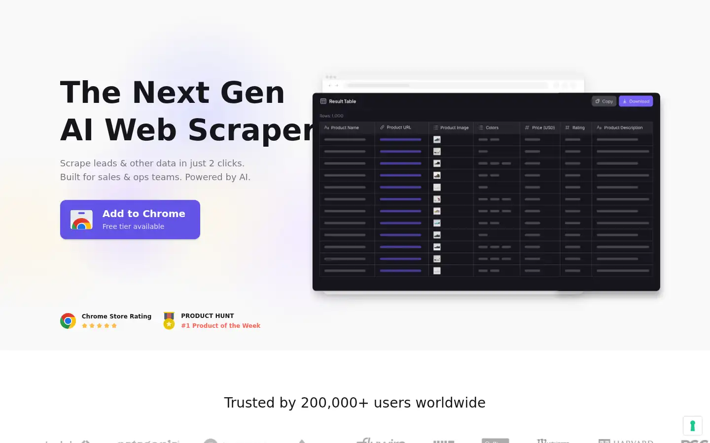Screenshot of thunderbit.com