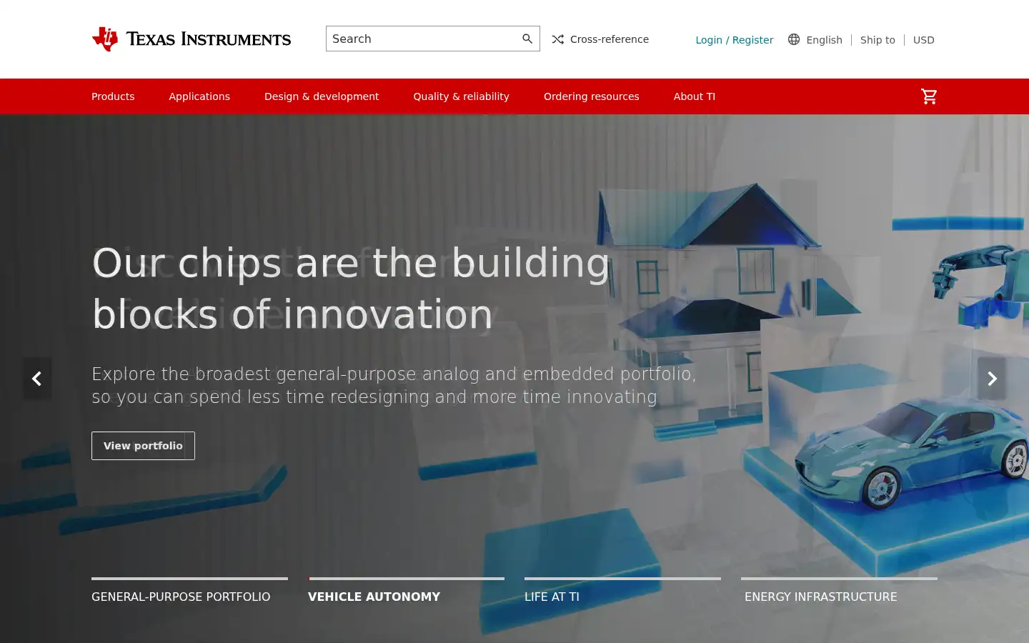 Screenshot of ti.com