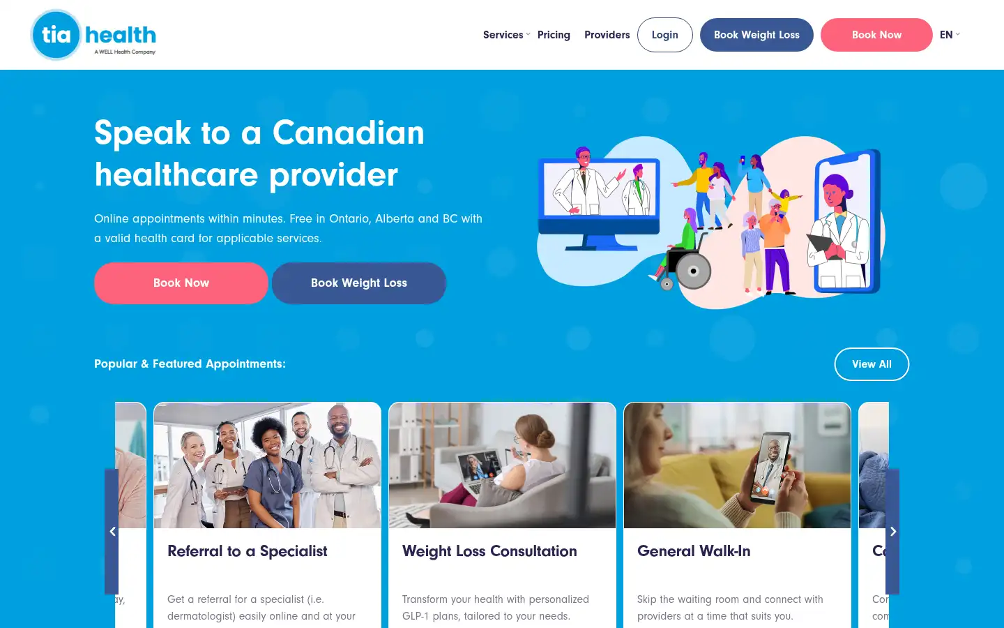 Screenshot of tiahealth.com