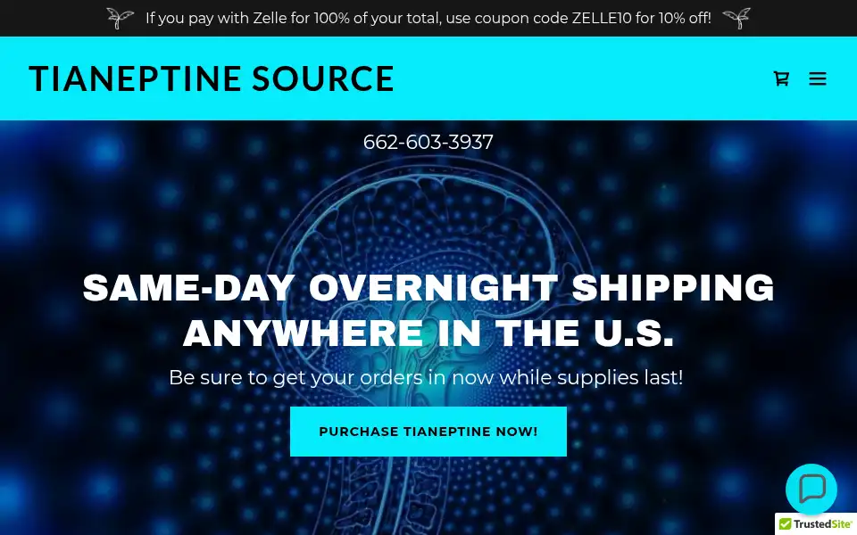 Screenshot of tianeptinesource.com