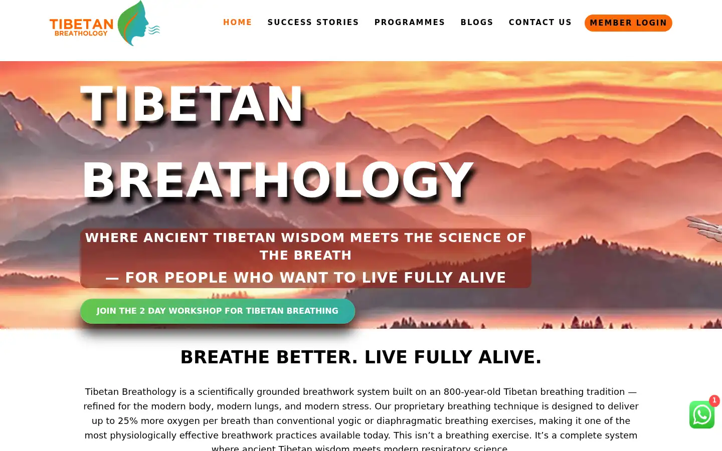 Screenshot of tibetanbreathology.com