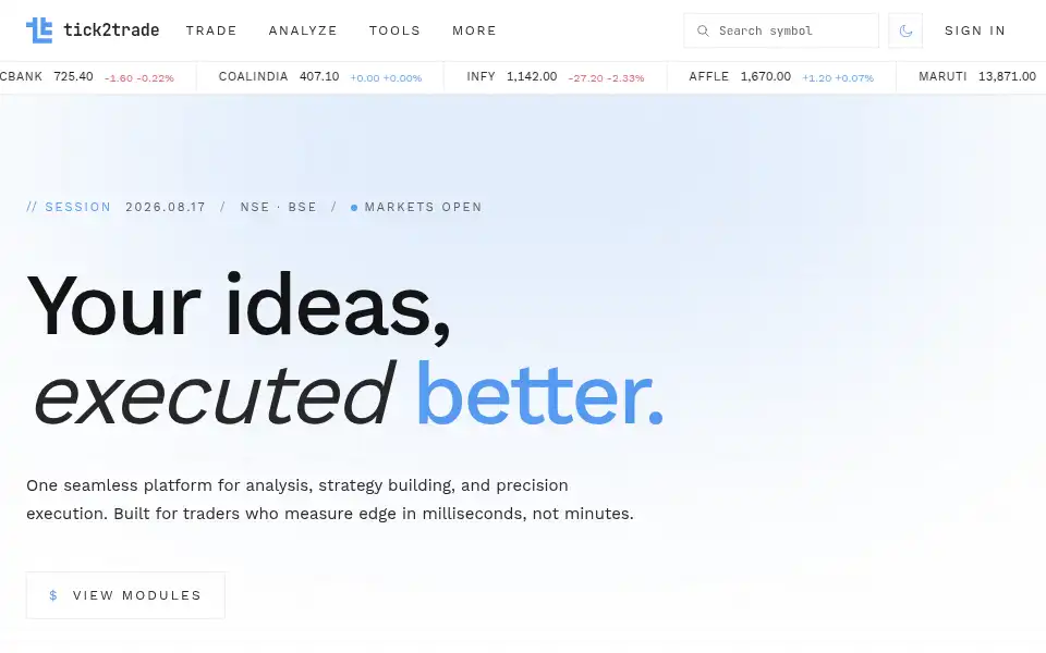 Screenshot of tick2trade.com