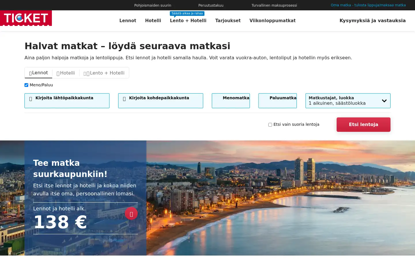 Screenshot of ticket.fi