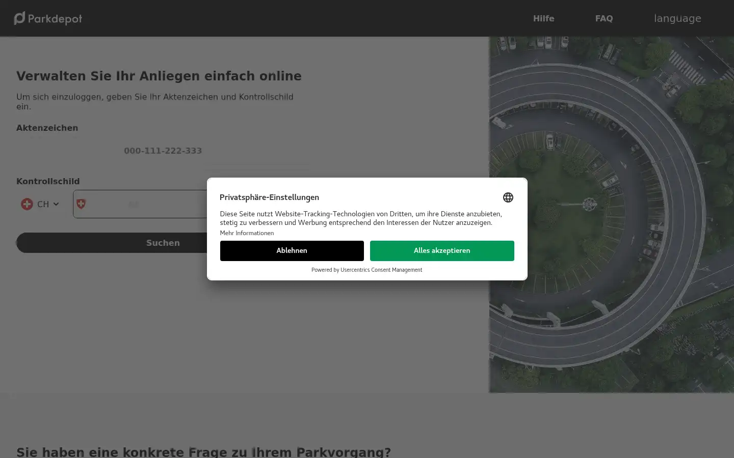 Screenshot of ticket.park-depot.ch