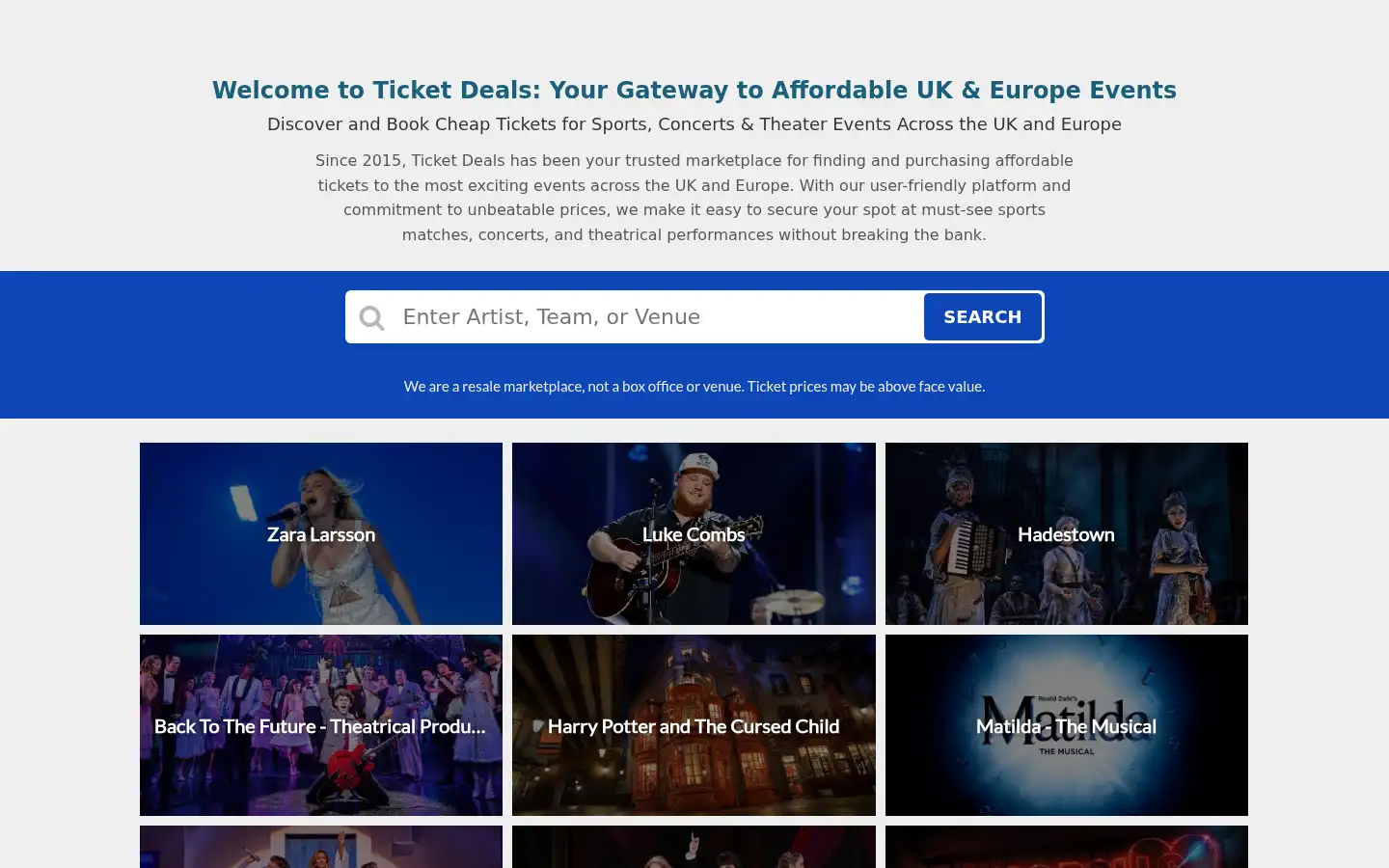 Screenshot of ticketdeals.org