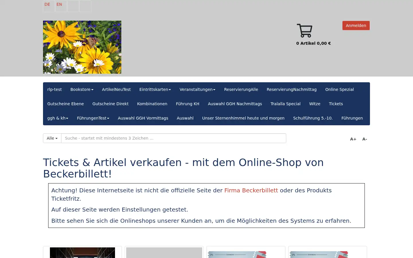 Screenshot of ticketfritz.de