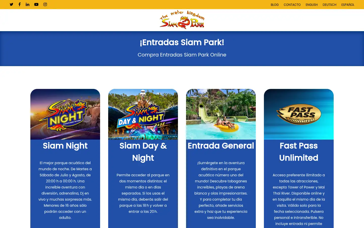 Screenshot of tickets.siampark.net