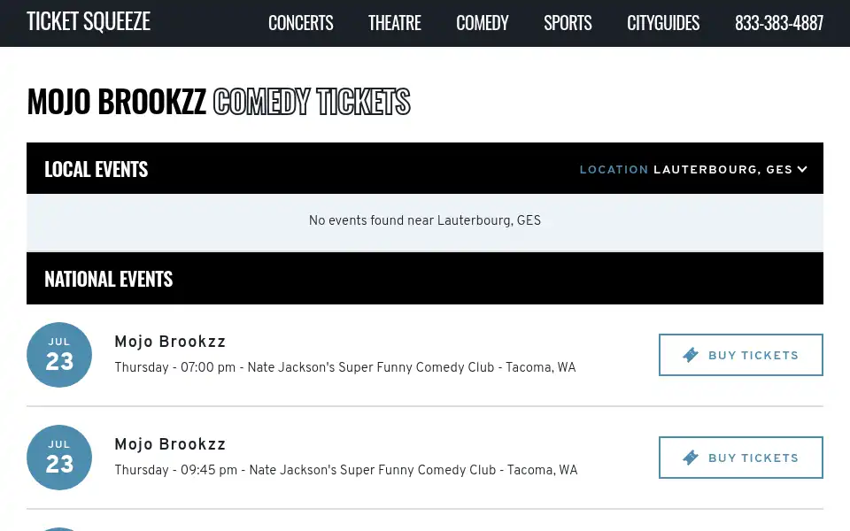 Screenshot of ticketsqueeze.com