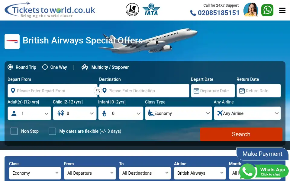 Screenshot of ticketstoworld.co.uk