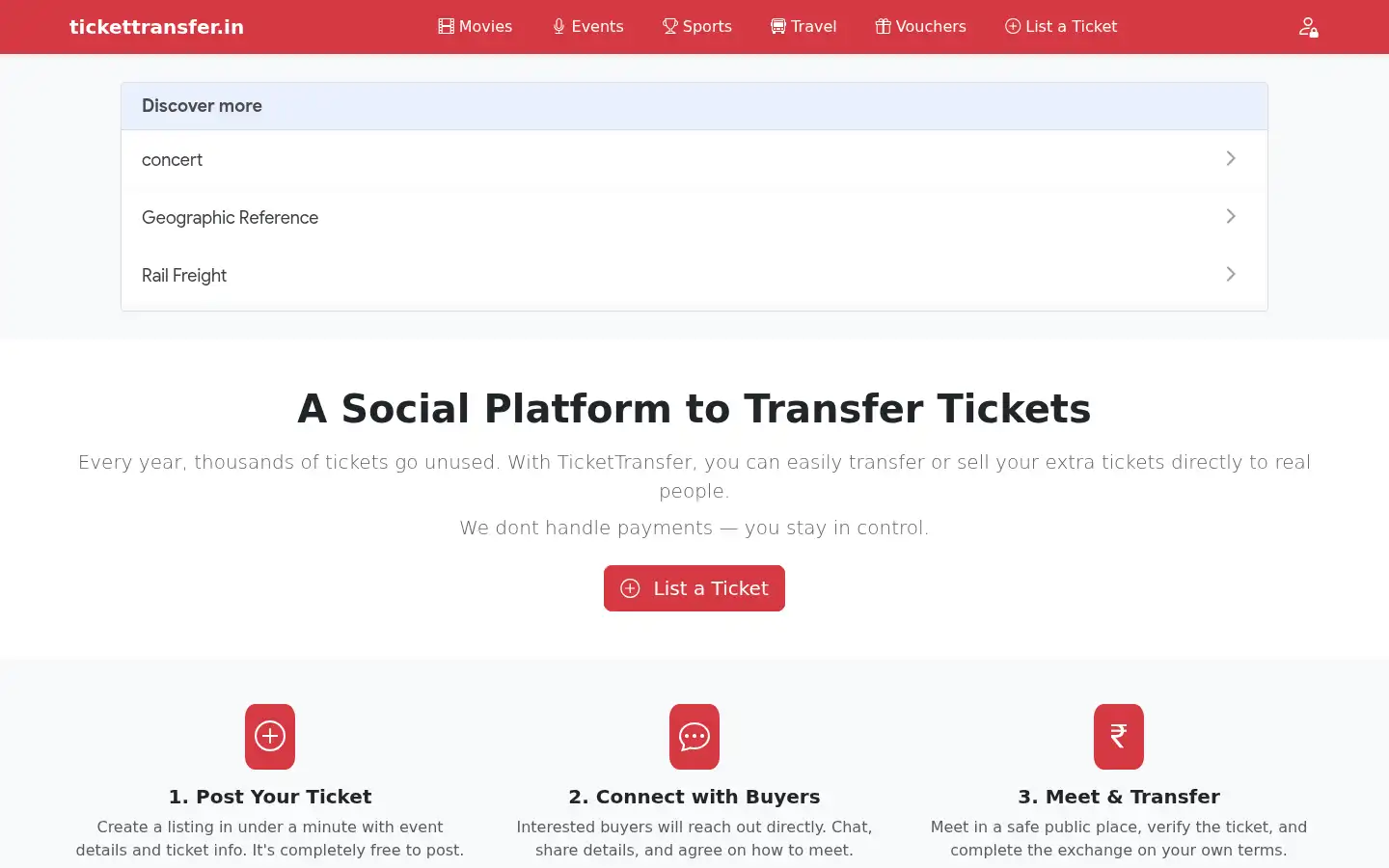 Screenshot of tickettransfer.in
