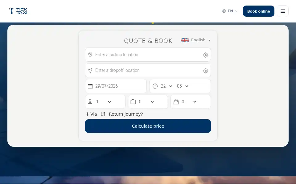 Screenshot of ticktaxi.co.uk