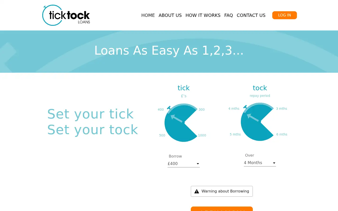Screenshot of ticktockloans.com