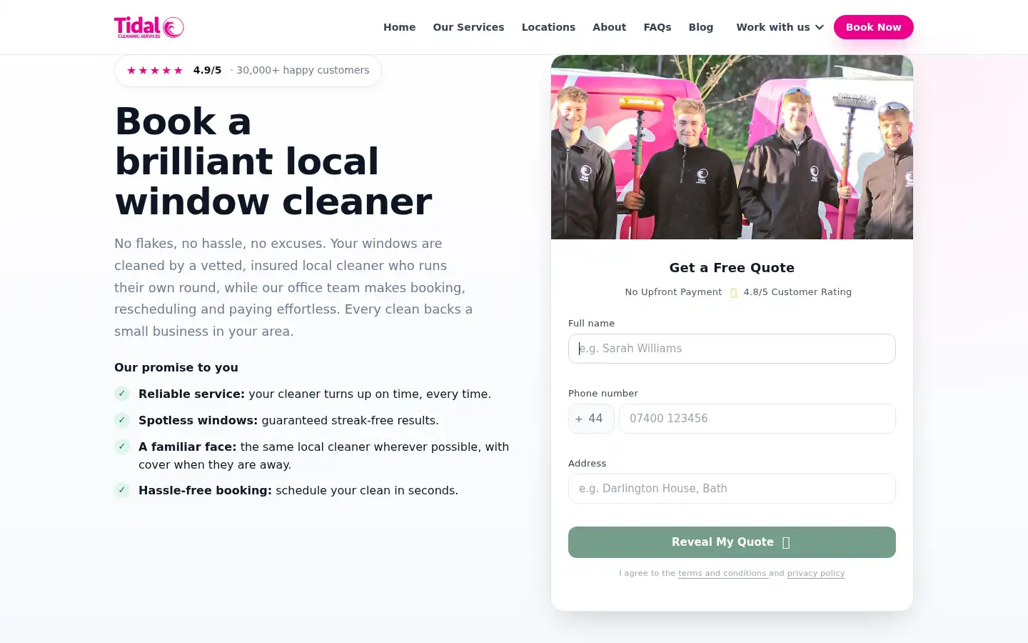 Screenshot of tidalcleaningservices.co.uk