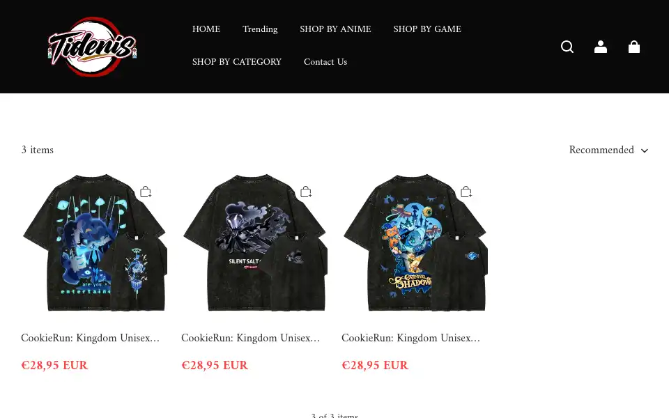 Screenshot of tidenis.com