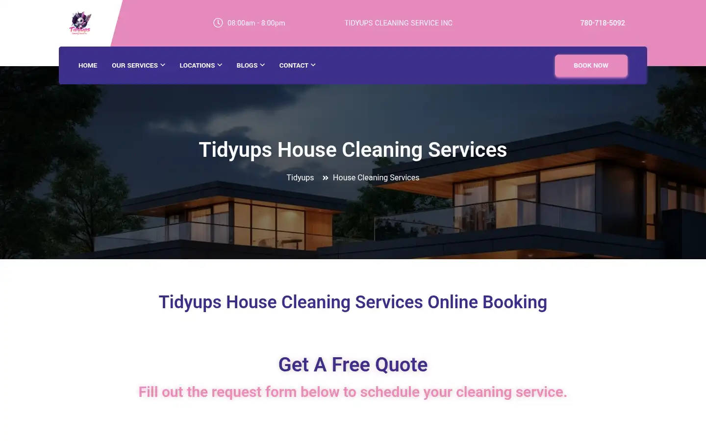 Screenshot of tidyupscleaning.com