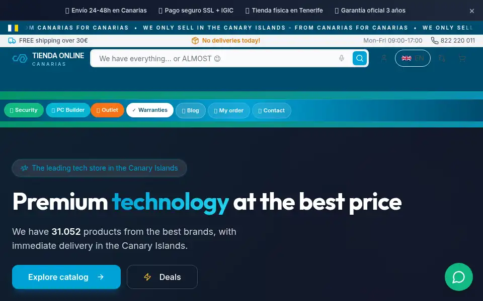 Screenshot of tiendaonlinecanarias.com