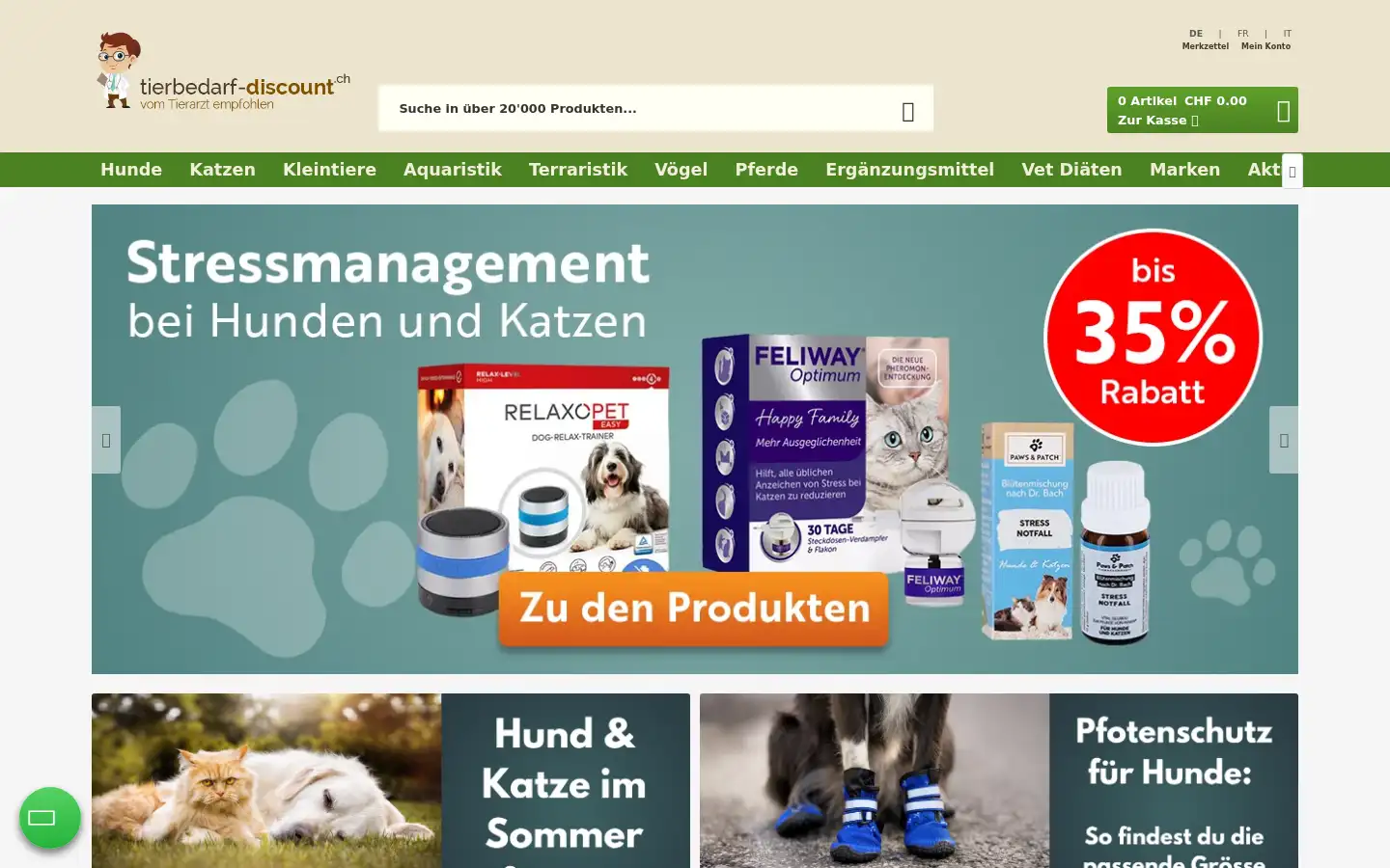 Screenshot of tierbedarf-discount.ch