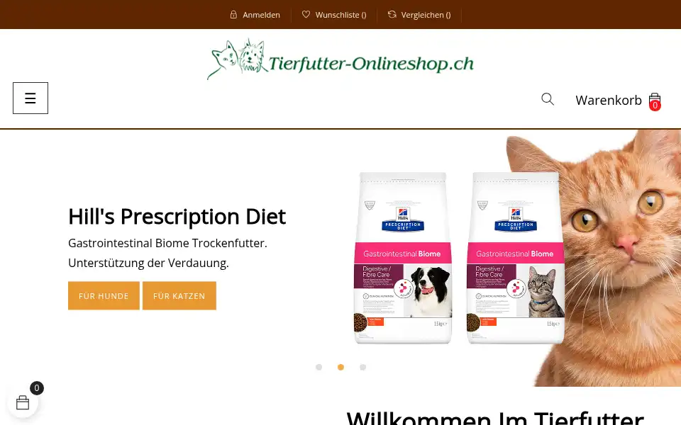 Screenshot of tierfutter-onlineshop.ch