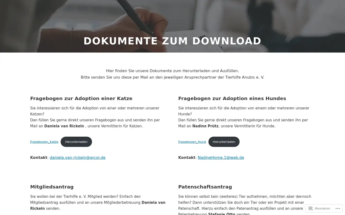 Screenshot of tierhilfe-anubis.org