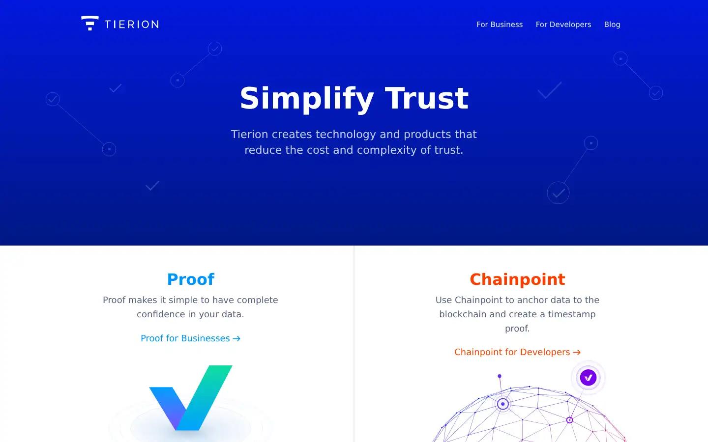 Screenshot of tierion.com