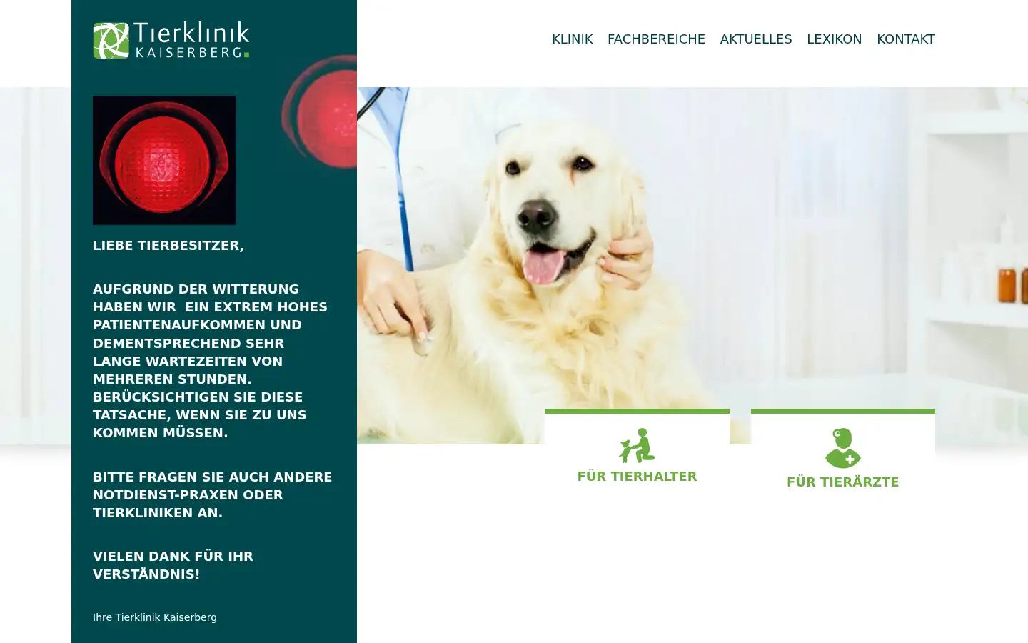 Screenshot of tierklinik-kaiserberg.de