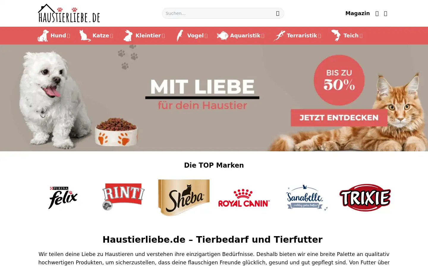 Screenshot of tierkosmos.de