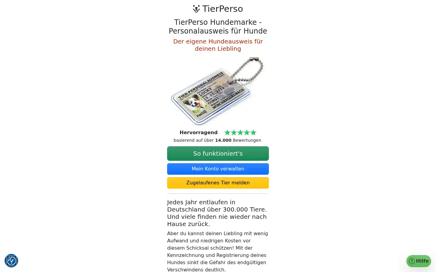 Screenshot of tierperso.de