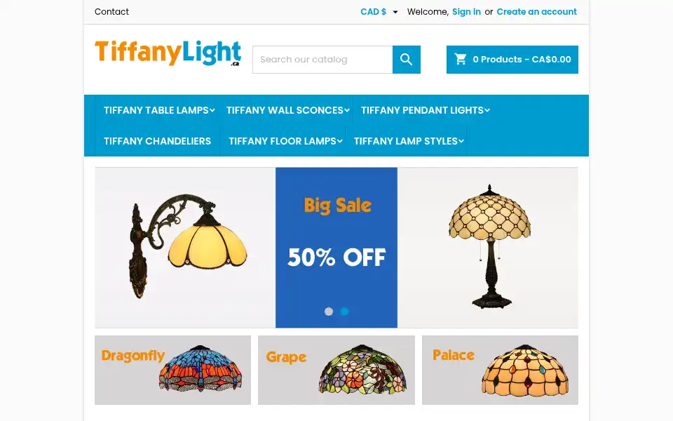 Screenshot of tiffanylight.ca