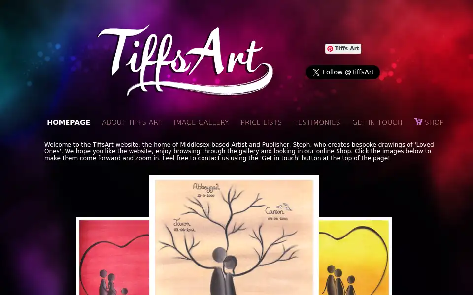 Screenshot of tiffsart.co.uk