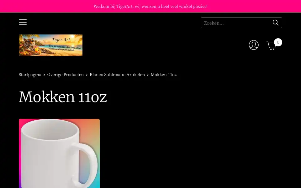 Screenshot of tigerart.nl