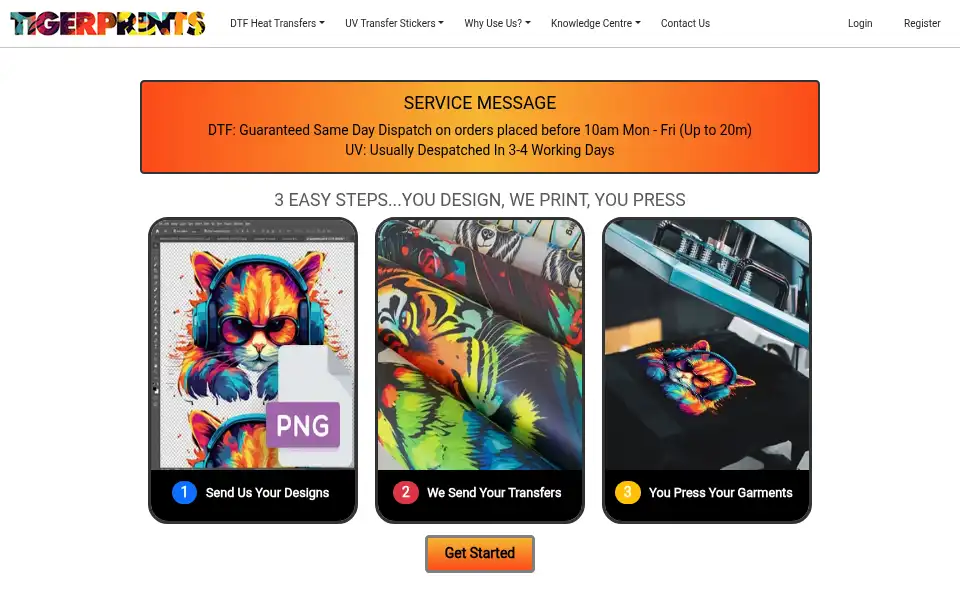 Screenshot of tigerprints.co.uk