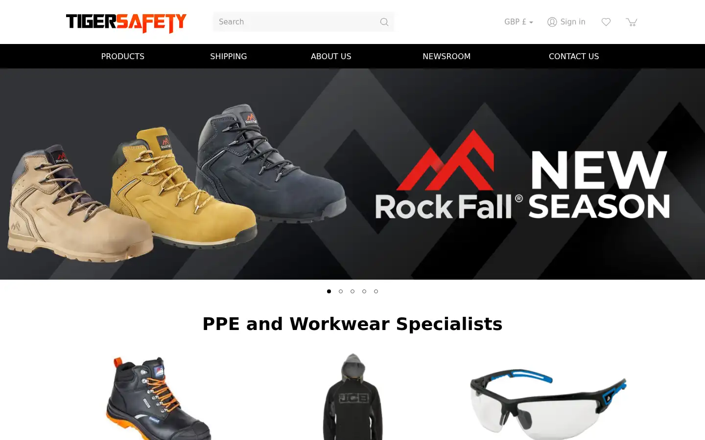 Screenshot of tigersafety.co.uk