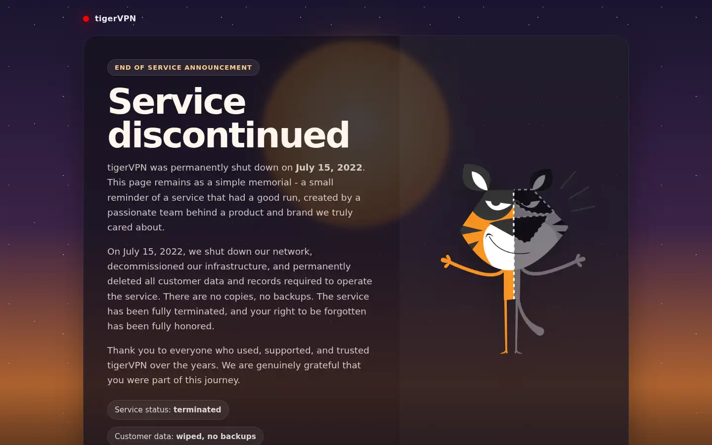 Screenshot of tigervpn.com