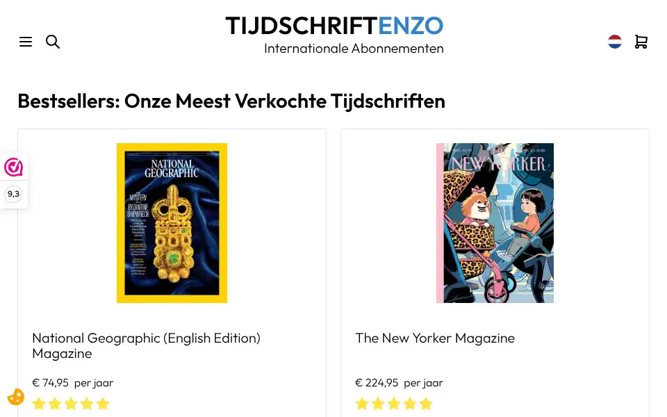 Screenshot of tijdschriftenzo.nl