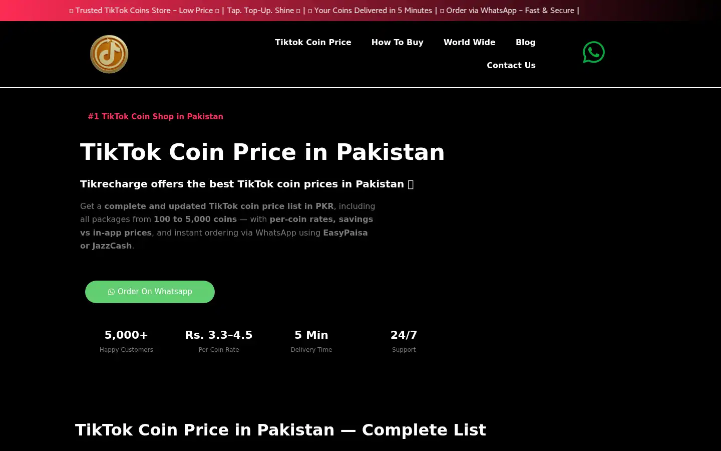 Screenshot of tikrecharge.com