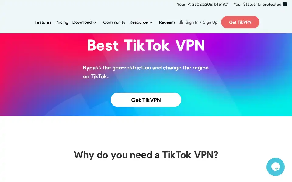 Screenshot of tikvpn.com