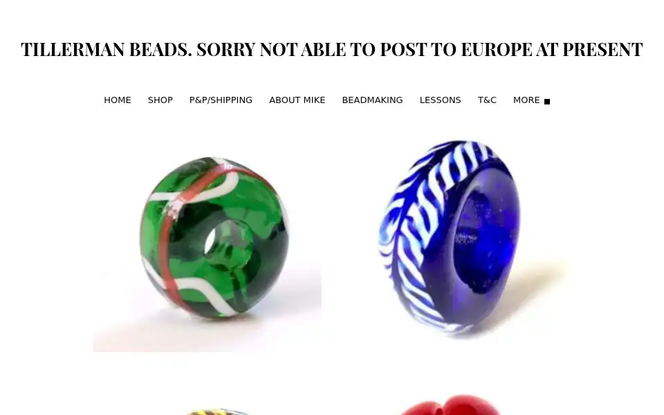 Screenshot of tillermanbeads.co.uk
