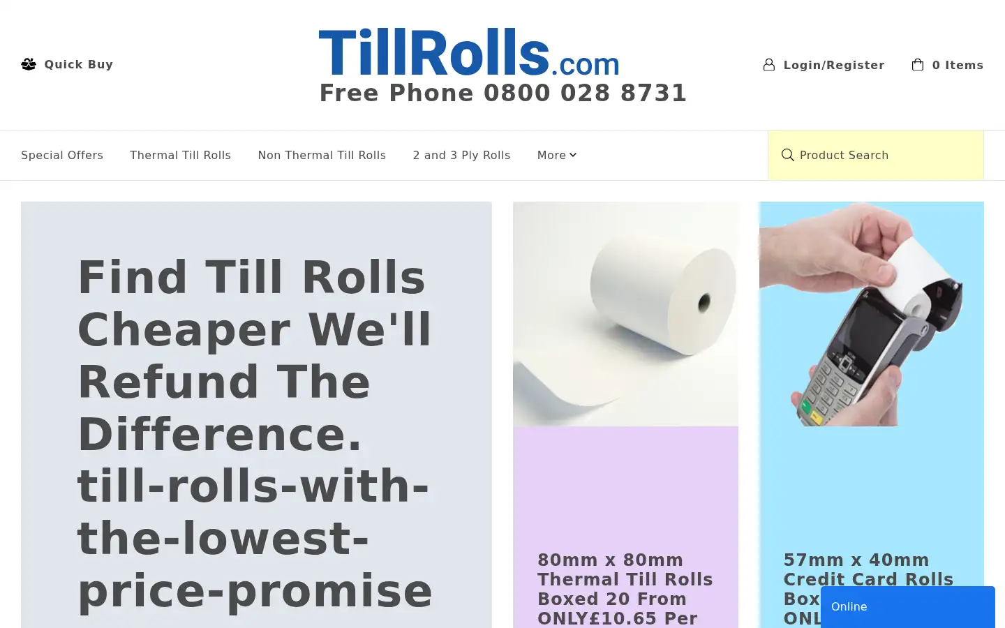 Screenshot of tillrolls.com