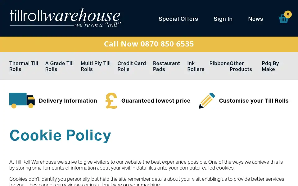 Screenshot of tillrollwarehouse.co.uk