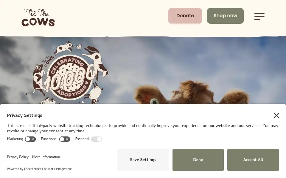 Screenshot of tilthecowscomehome.org