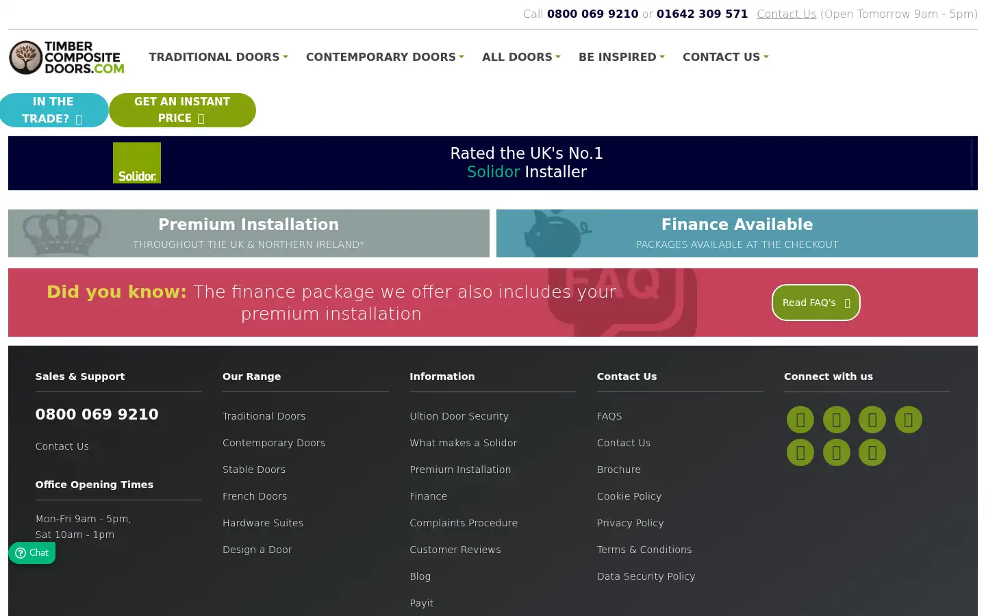 Screenshot of timbercompositedoors.com