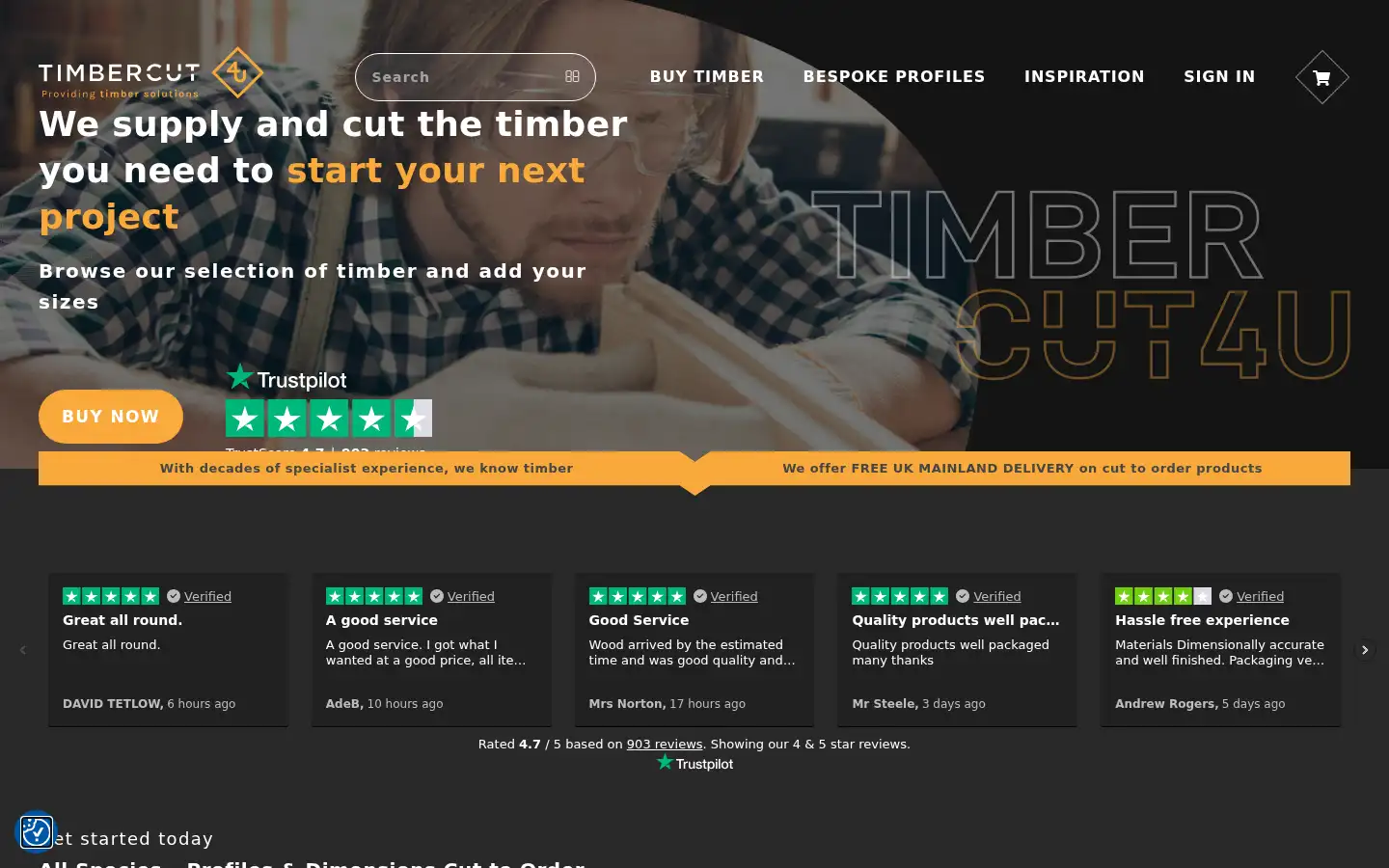 Screenshot of timbercut4u.co.uk