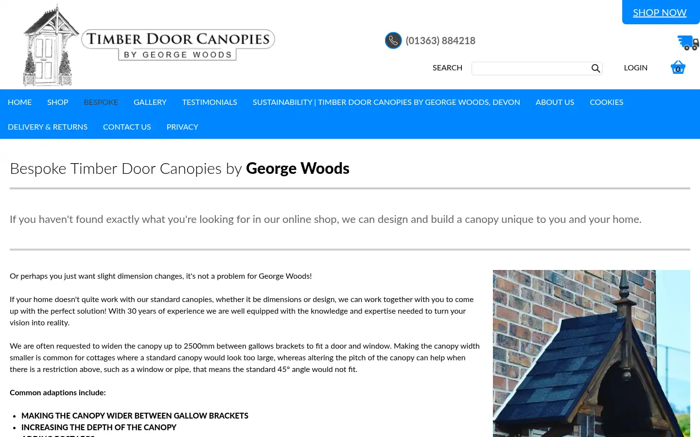 Screenshot of timberdoorcanopies.co.uk