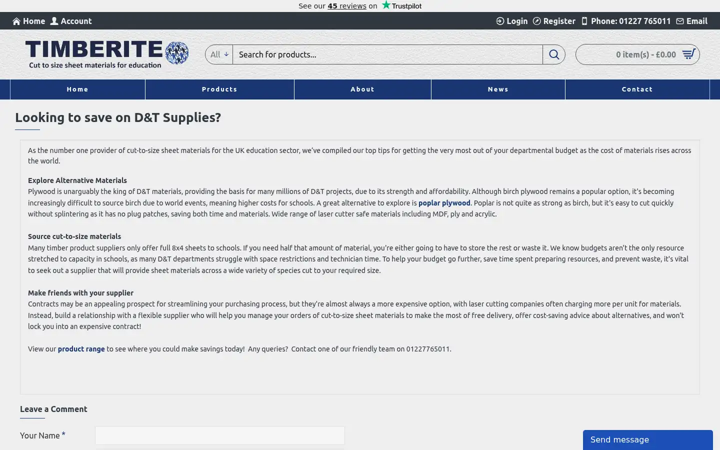 Screenshot of timberite.co.uk