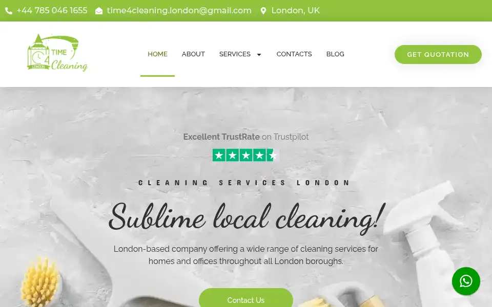 Screenshot of time4cleaning.london
