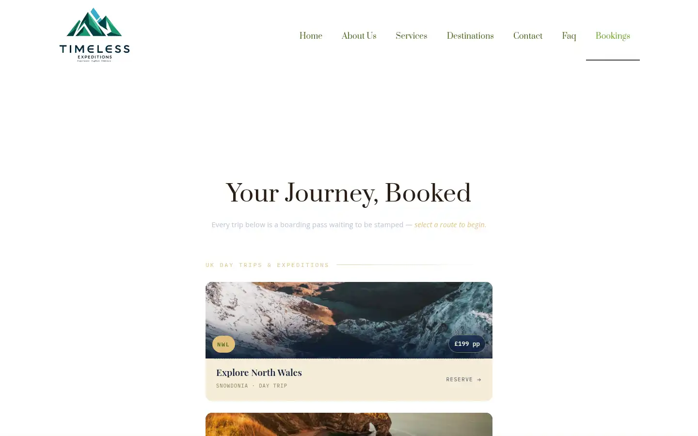 Screenshot of timelessexpeditionsltd.com