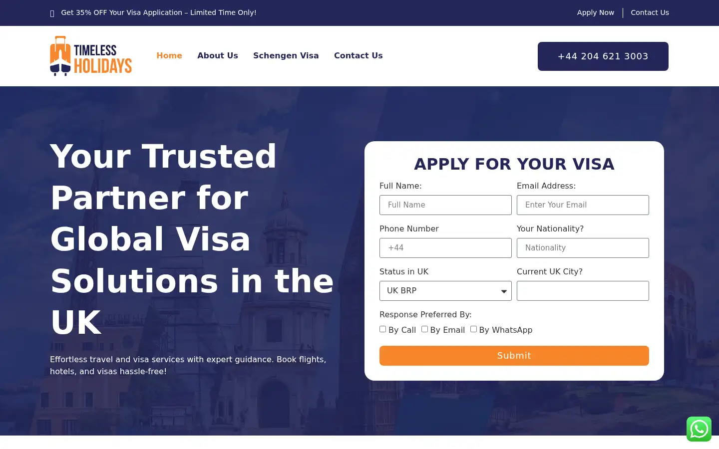 Screenshot of timelessholidays.co.uk