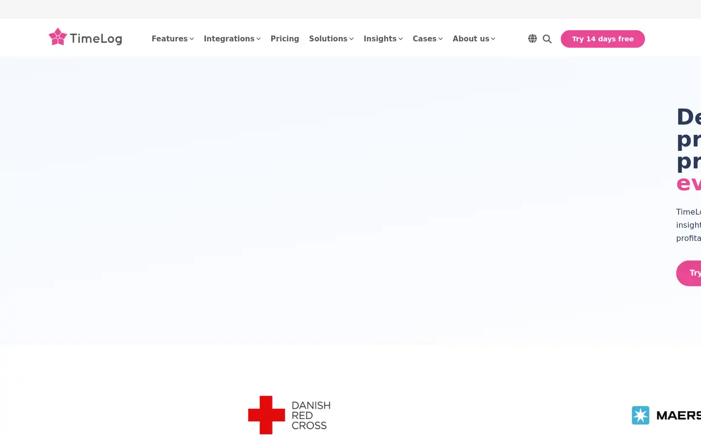Screenshot of timelog.com