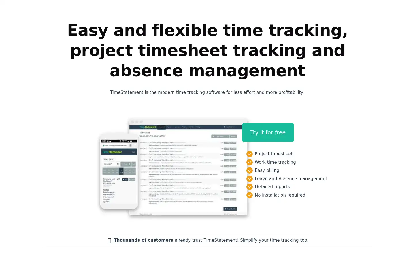 Screenshot of timestatement.com